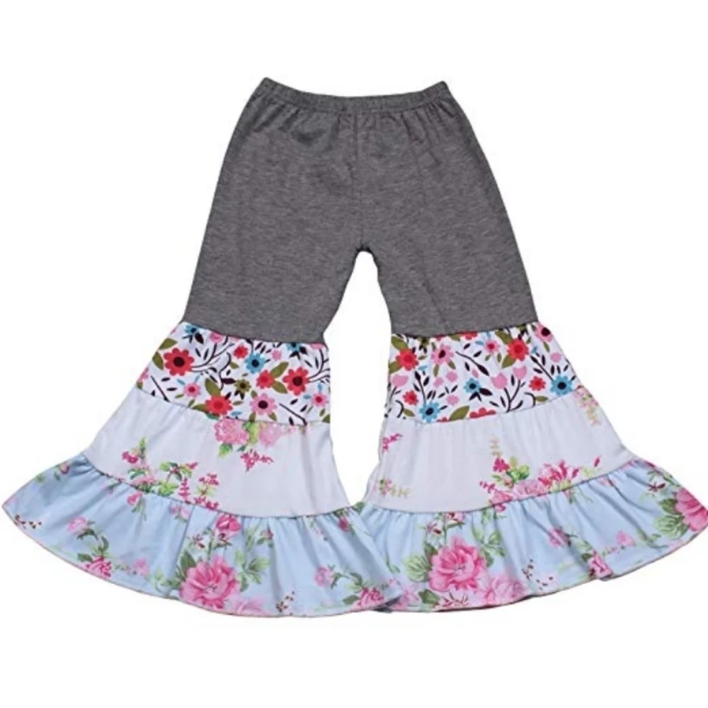 🐑 NWOT Little Girl's Floral Ruffle Party Outfit Gray Blue . Size 6-7 yrs.
